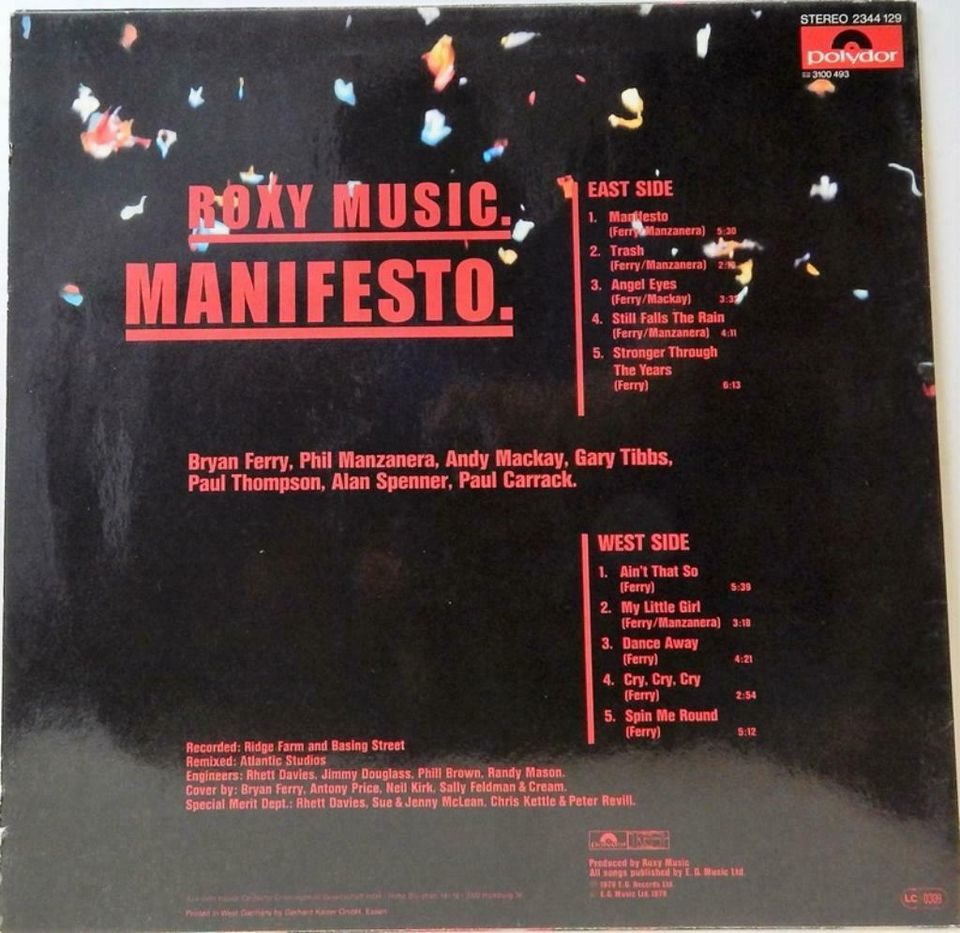 Roxy Music - Manifesto -LP- Vinyl Polydor 2344 129 in Walsrode