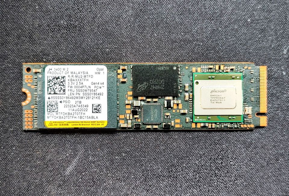 neue OEM Lenovo TP Micron 2TB SSD M.2 PCIe/NVMe Gen4 x4 OPAL in München