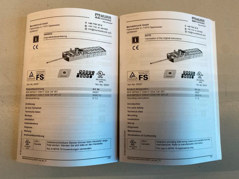 Murrelektronik Profinet-Profisafe-Box MVK MPNIO F DI8/4 F DO4 in Böttingen