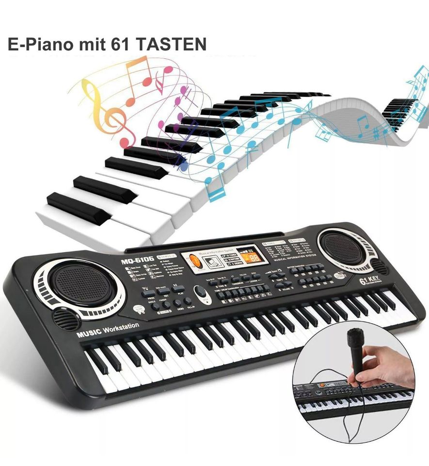 Keyboard E-Piano Klavier Kinder Klaviertastatur Digital 61 Tasten in Bebra