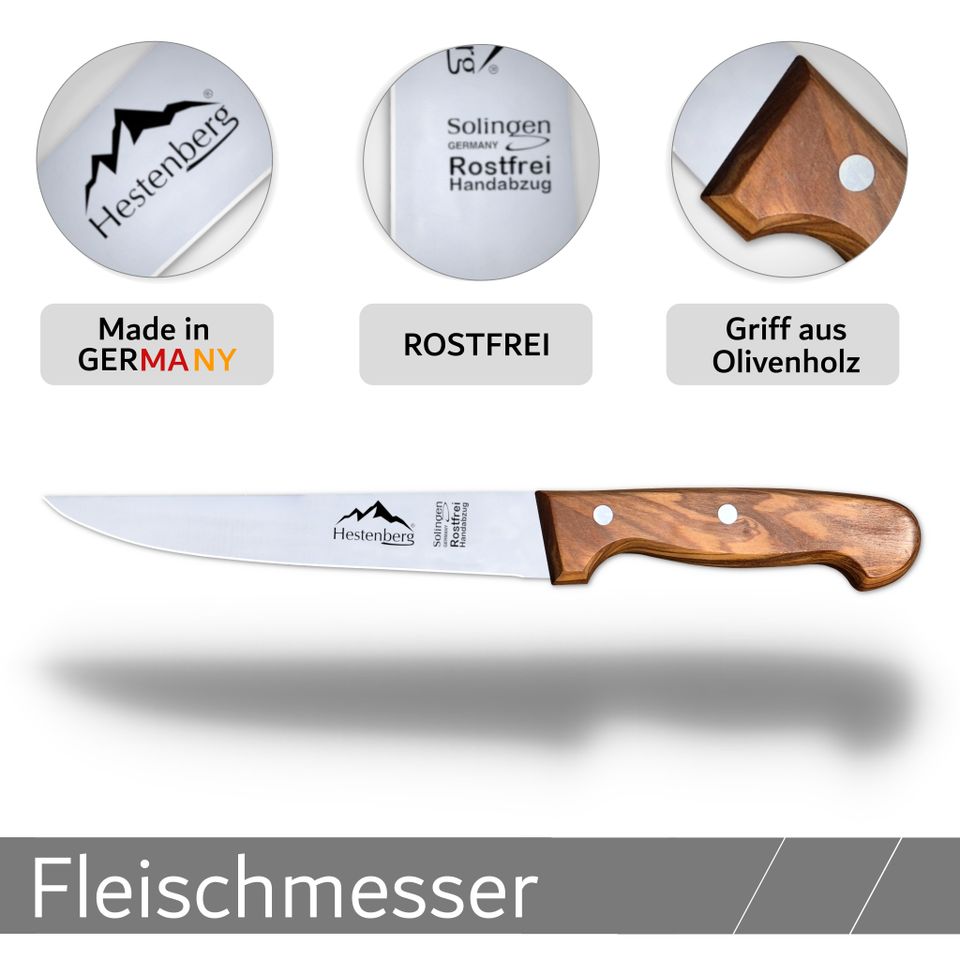 Solingen Germany Fleischmesser 7" mit echtem Olivenholzgriff in Meinerzhagen