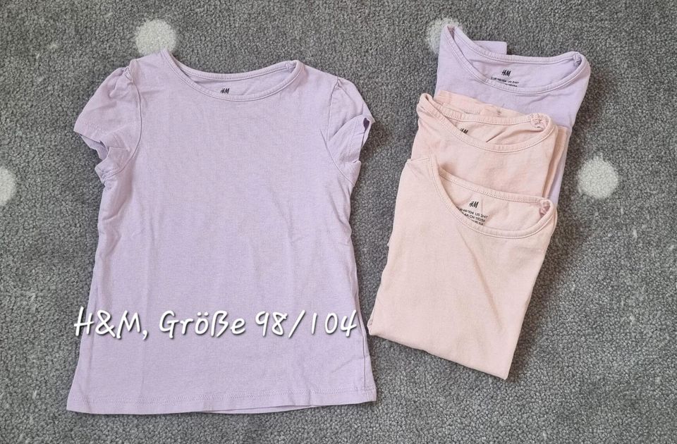 4er Set T Shirts, H&M, Größe 98/104, Zwillinge, Mädchen in Kerben