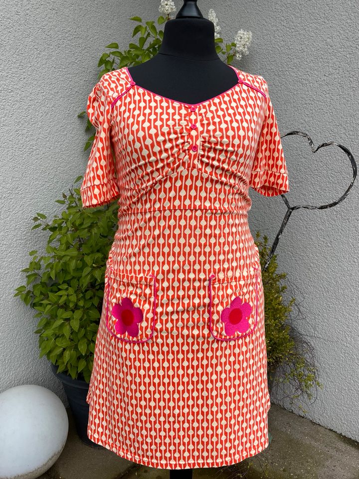 Tante Betsy Kleid orange pink rosa Gr. XL Retro Jersey in Uelzen