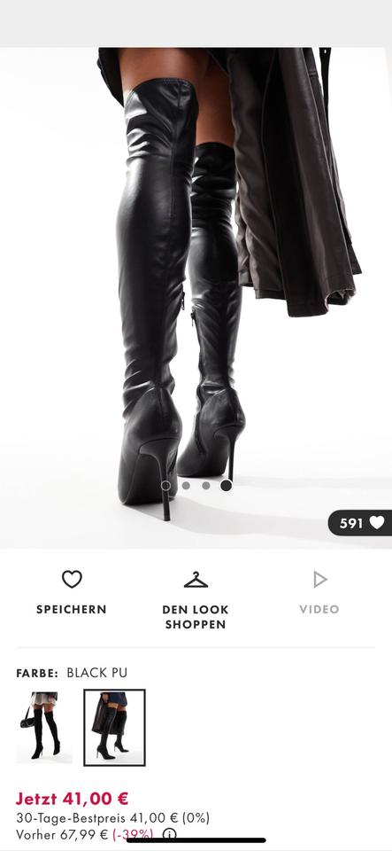 Overknee-Stiefel Leder schwarz mit Absatz Asos design Kathryn in Regensburg