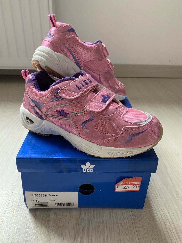 Lico Sneaker rosa glänzend Hallen Sportschuhe Schule Gr. 32 in Hördt