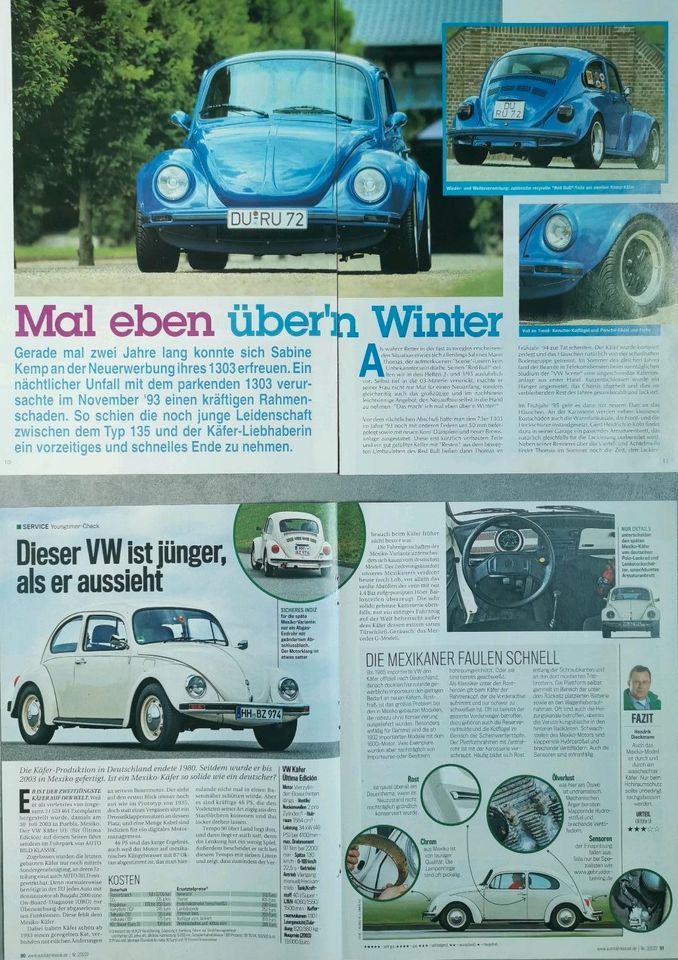 VW Käfer Reklame Berichte 1200 L 1300 1302 S 1303 Mexiko Tuning in Hanau