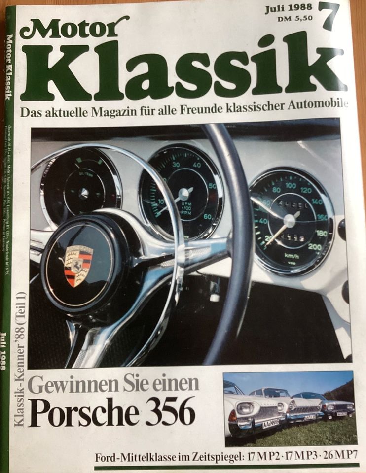 Motor Klassik 07/1988,,Ford 17 M, Thurner RS, Fiat Dino in Steinfeld