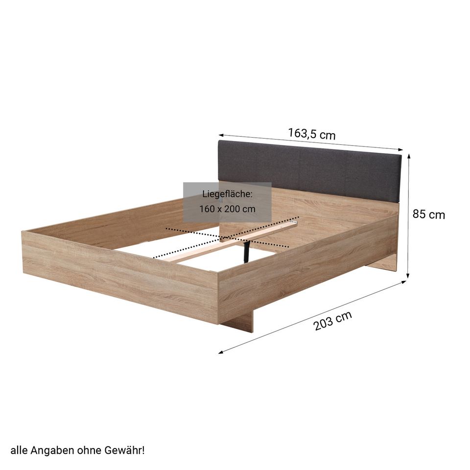 Bett Holzbett Futonbett Doppelbett Eiche Holz 160x200 NEU 085-Ro in Rostock