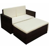 2-tlg. Garten-Lounge-Set mit Kissen Gartenbett Poly Rattan Bayern - Bad Kissingen Vorschau