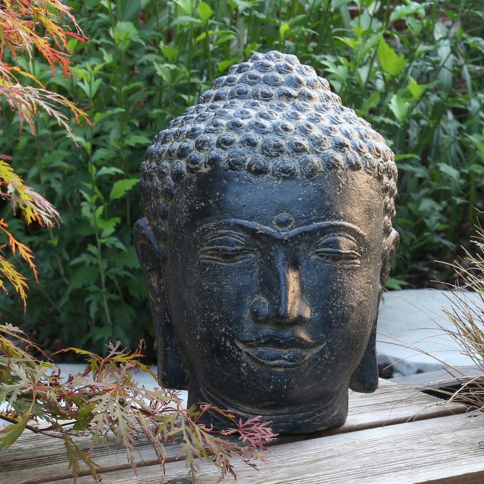 Steinfigur Gartenfigur Buddha Kopf Figur 33 cm in Bochum