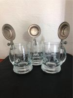 Glas Bierkrug Bierseidel mit Gravur und Zinndeckel  3 Stück Baden-Württemberg - Kornwestheim Vorschau