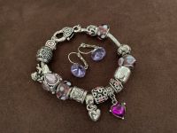 Modeschmuck Bettelarmband Armkette mit Ohrringe violett Bayern - Eggenfelden Vorschau