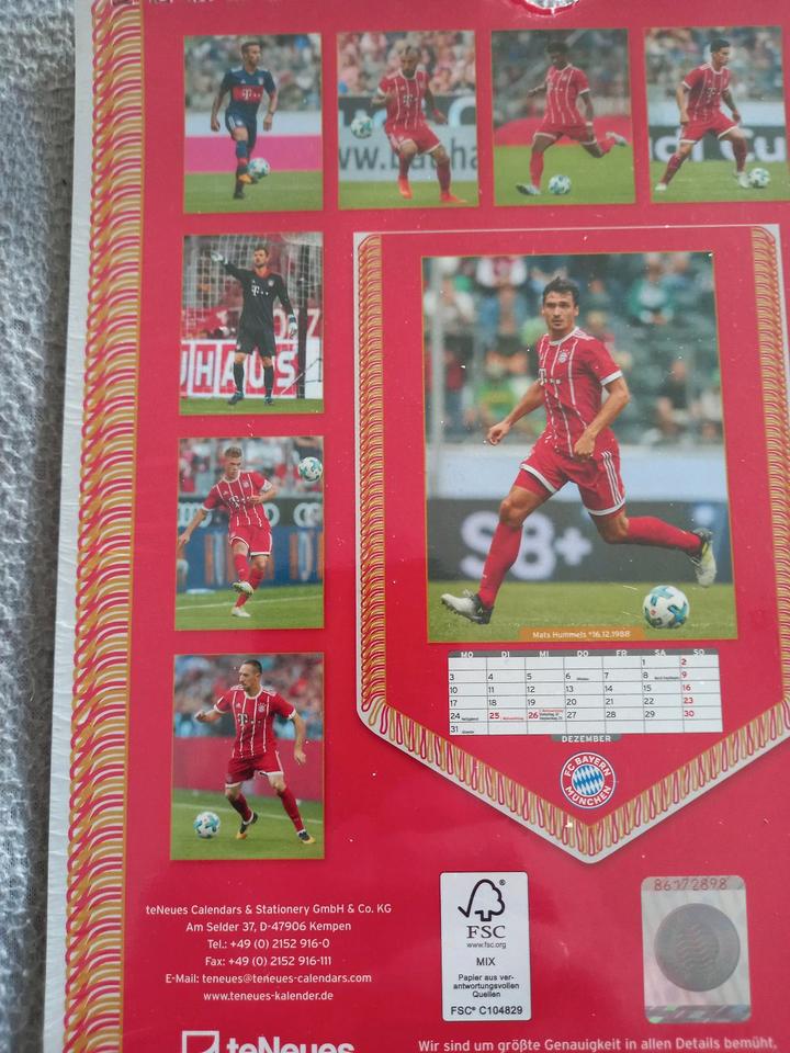 FCB Fankalender 2018 "Mia san mia " in OVP"je Monat Spielerfotos" in Rosenheim