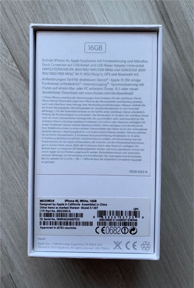 Apple iPhone 4s 16 GB mit Kopfhörer, Hülle und OVP in Weiden (Oberpfalz)