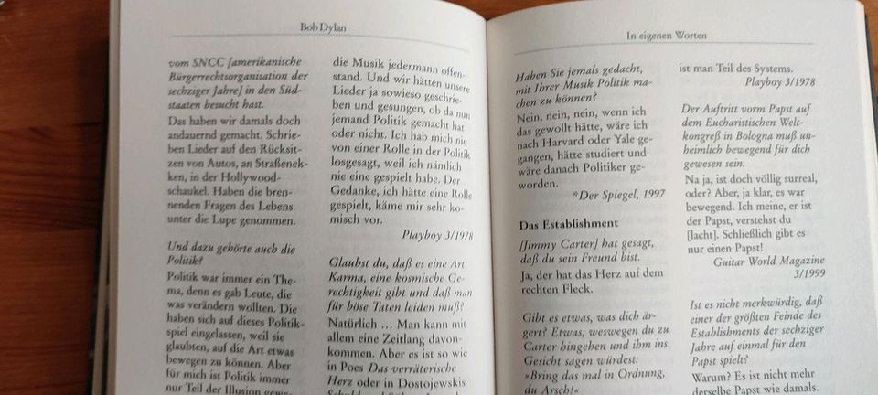 Buch Bob Dylan In eigenen Worten Christian Williams Palmyra 2001 in Köln