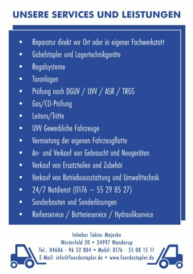 Staplerschein, Gabelstaplerschulung, Gabelstaplerführerschein, in Wanderup