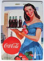 Coca-Cola - Blechschild - Frau mit Tablett - 20 x 30 cm# Sachsen - Eilenburg Vorschau
