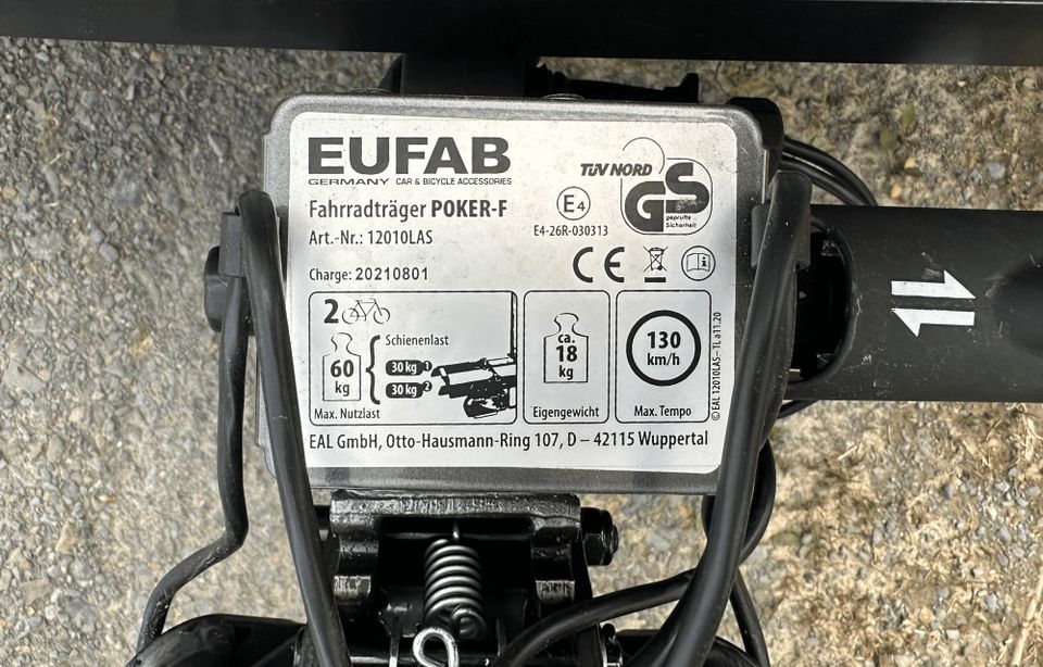 Fahrradträger POKER-F für 2 Fahrräder zu vermieten (auch E-Bike!) in Engelskirchen