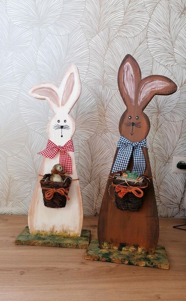 Großer Osterhase Holz Deko Ostern weiß in Monschau