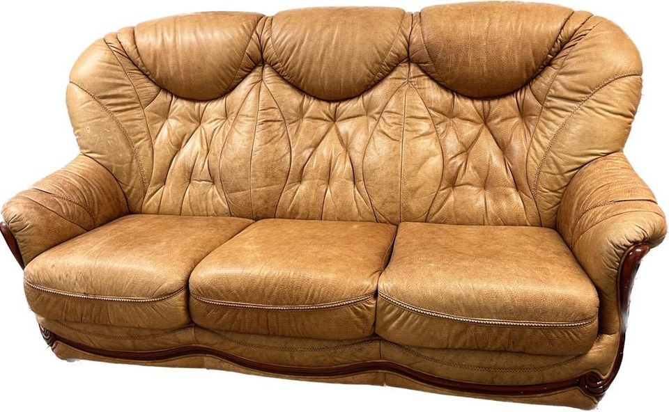 Sofa Vintage 3-Sitzer 70er 80er Jahre Ledersofa Couch in Urbach bei Nordhausen