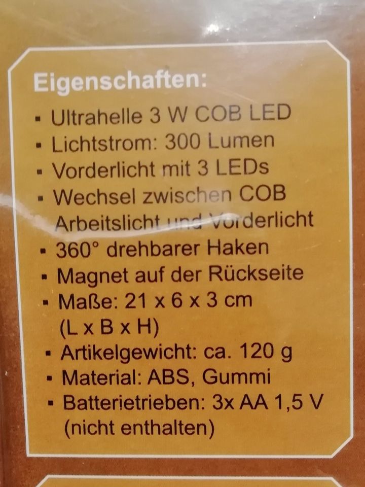 COB LED Arbeitslampe Craftslight, ultrahell, magnetisch mit 360° Haken,  Eaxus