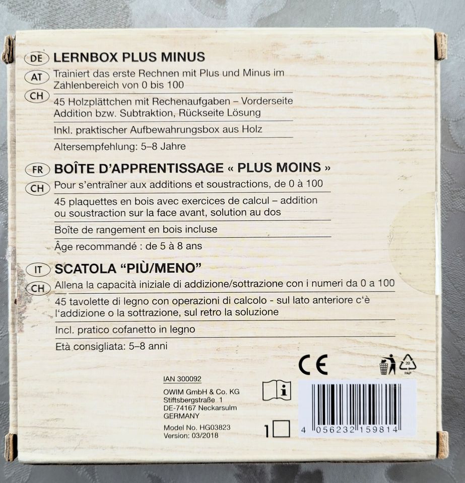 Holzlernboxen „Plus Minus“ und „1x1“ – NEU!! in Löhne