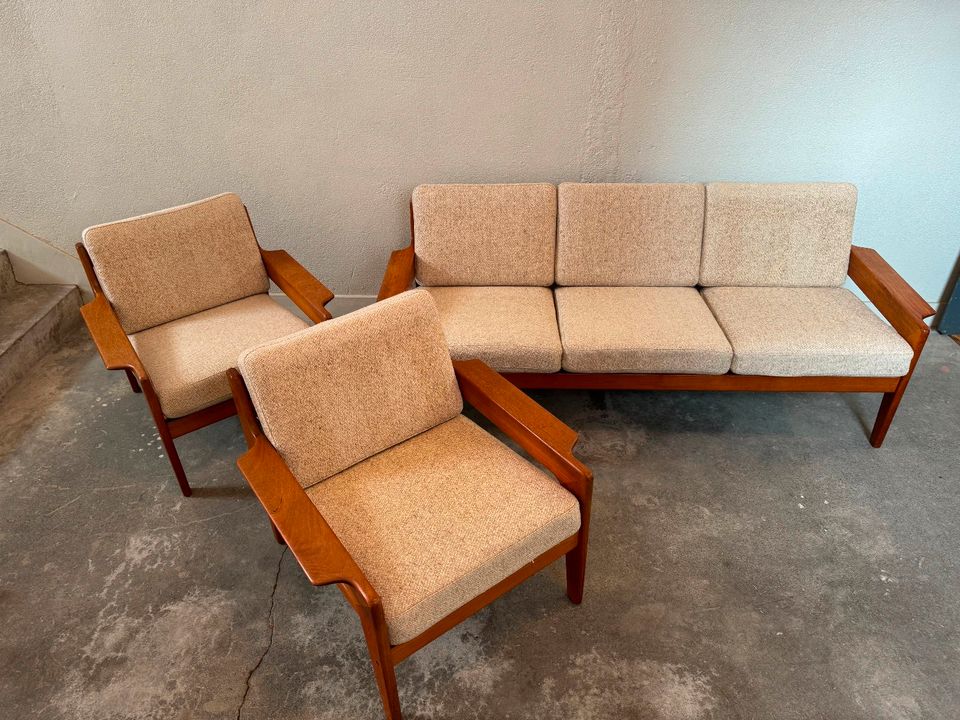 @ 3er COUCH SOFA +2 SESSEL WAHL IVERSEN TEAK DANISH DESIGN 60er in Berlin