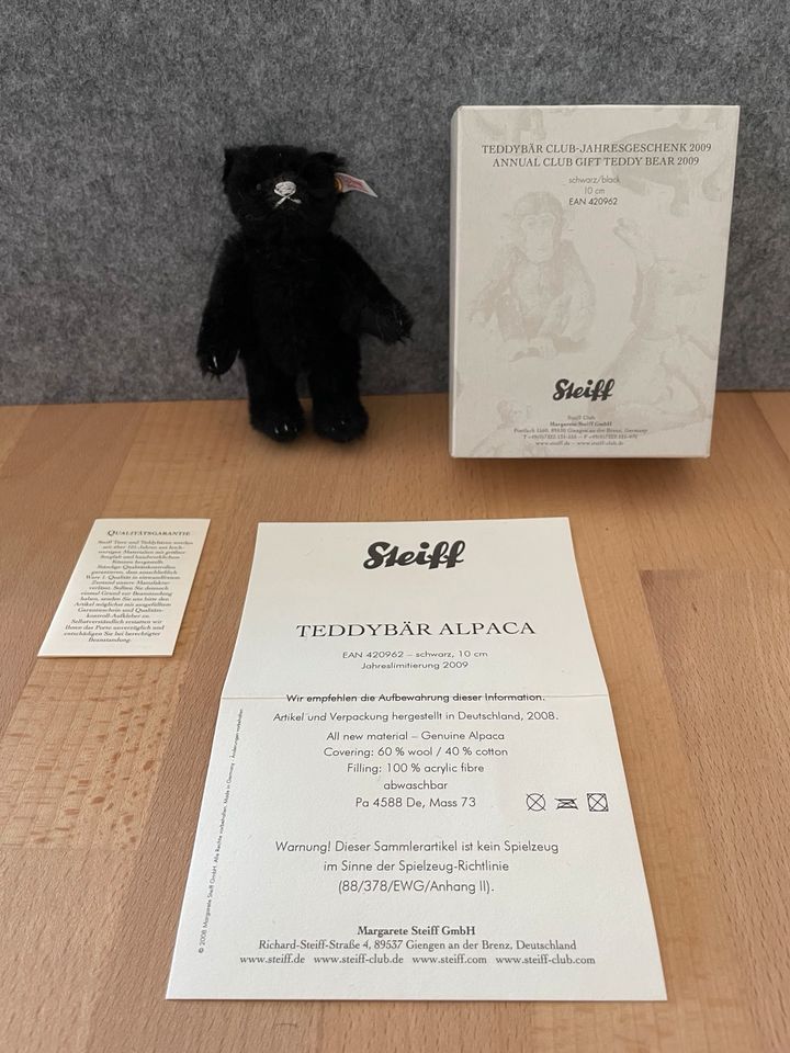 Steiff Club-Geschenk Teddybär Alpaca 2009 schwarz 10cm in Dinslaken