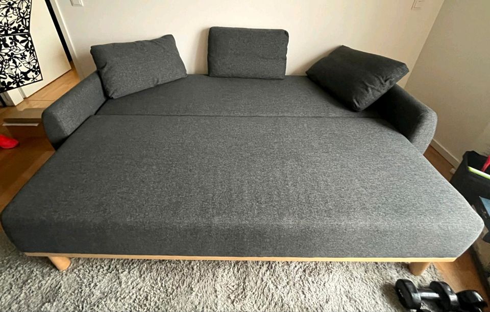 3er Bettsofa Schlafcouch ausziehbar Couch Sofa dunkelgrau in Berlin