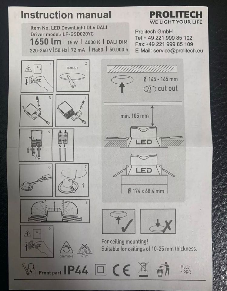 LED DownLight DL6 DALI dimmbar (NEU) in Duisburg