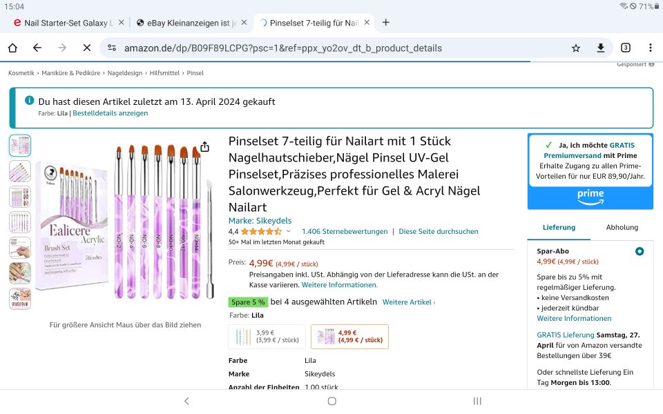 Emmi Starterset Gelnägel +5x Farbgel + Fräser,1x benutzt,Nail, UV in Frankfurt am Main