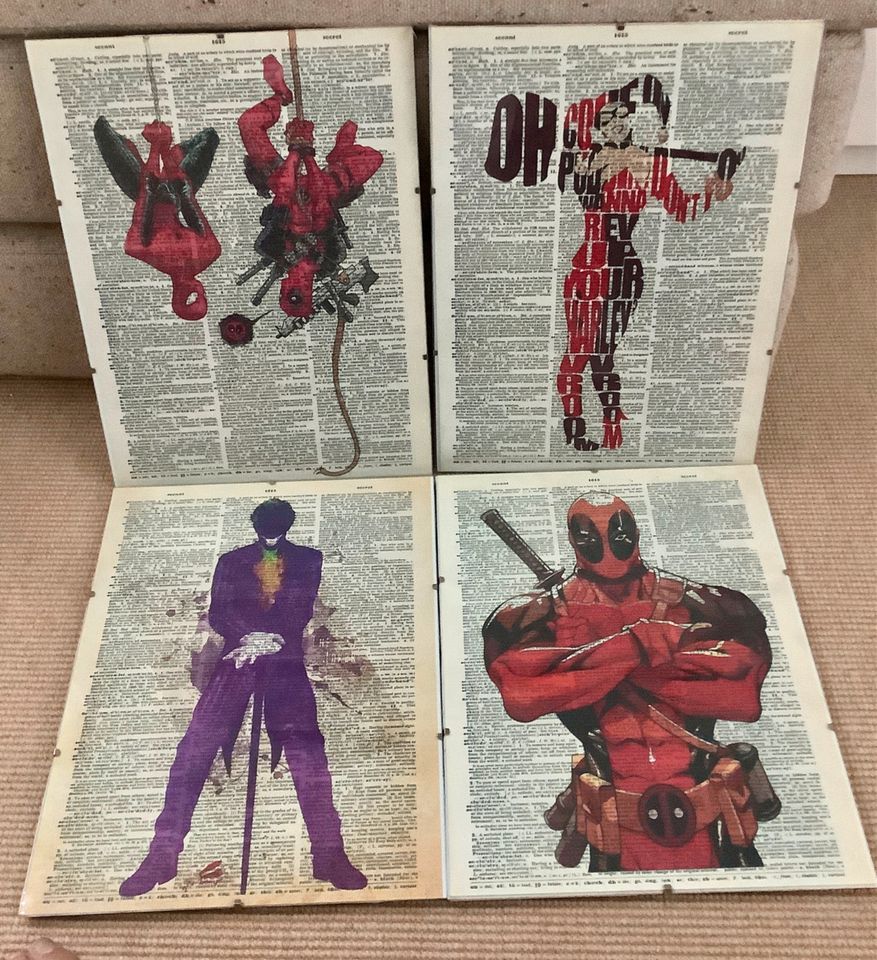 4 Rahmen Harley Quinn Joker Spiderman Deadpool Retro DC Marvel in Hamburg