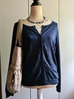 dunkelblaue Strickjacke von Oui dünner Cardigan blau mit Knöpfe Brandenburg - Panketal Vorschau