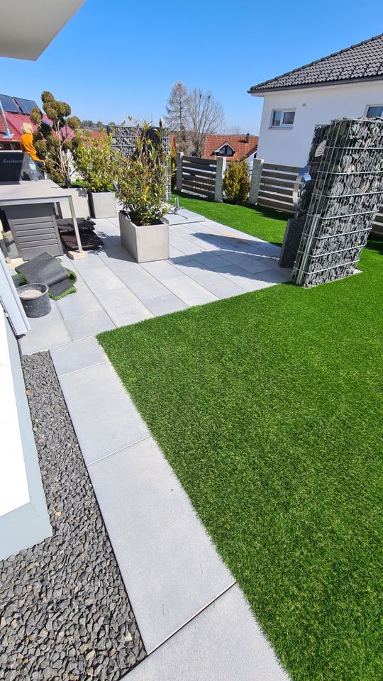 Kunstrasen Garten Balkon Terrasse verlegen Landscaping Unterbau in Gensingen