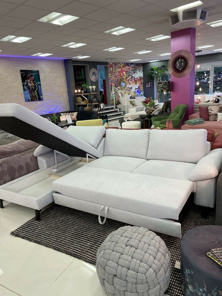 Schlafsofa mit Stauraum - 280x180 cm - Webstoff Silver in Bocholt