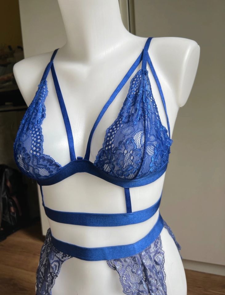 3er Dessous Set Größe XS/S blau Lingerie mit Spitze sexy in Berlin