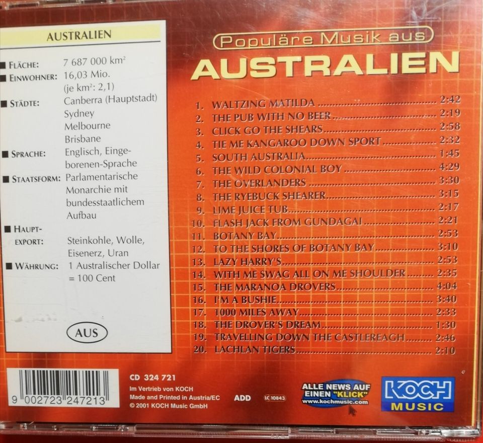 Australien Musik CD für Australien Fans in Andernach