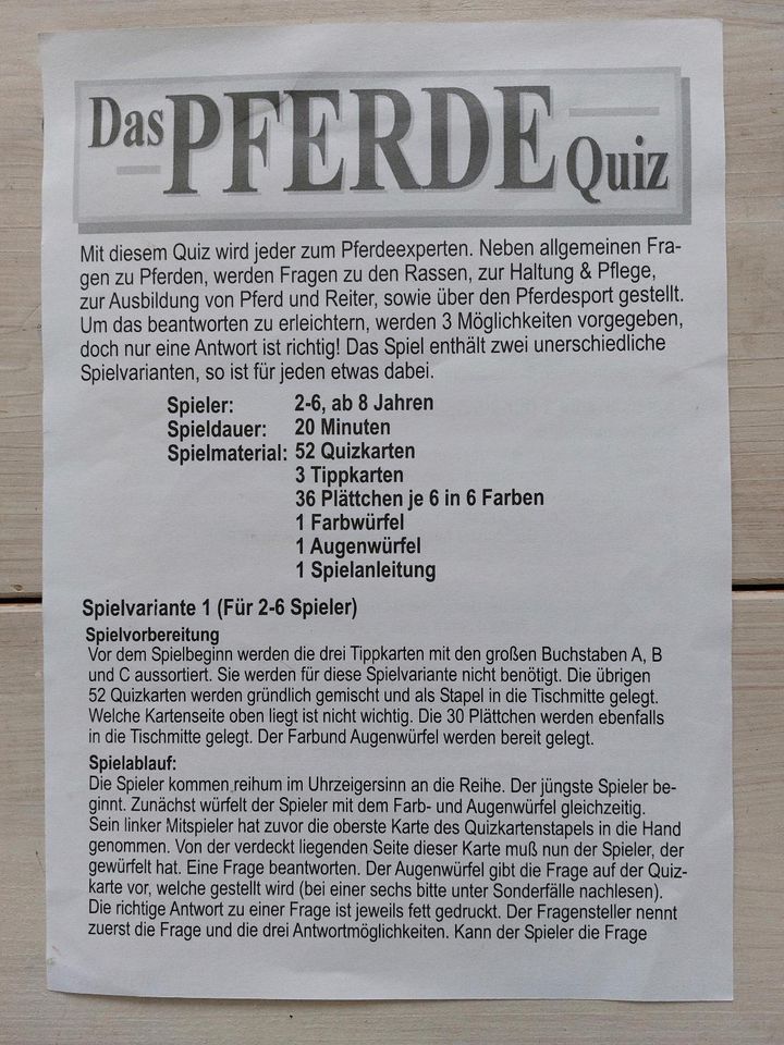 Neu* Pferdequiz Quizspiel Familienspiel ab 8 Jahre in Goslar