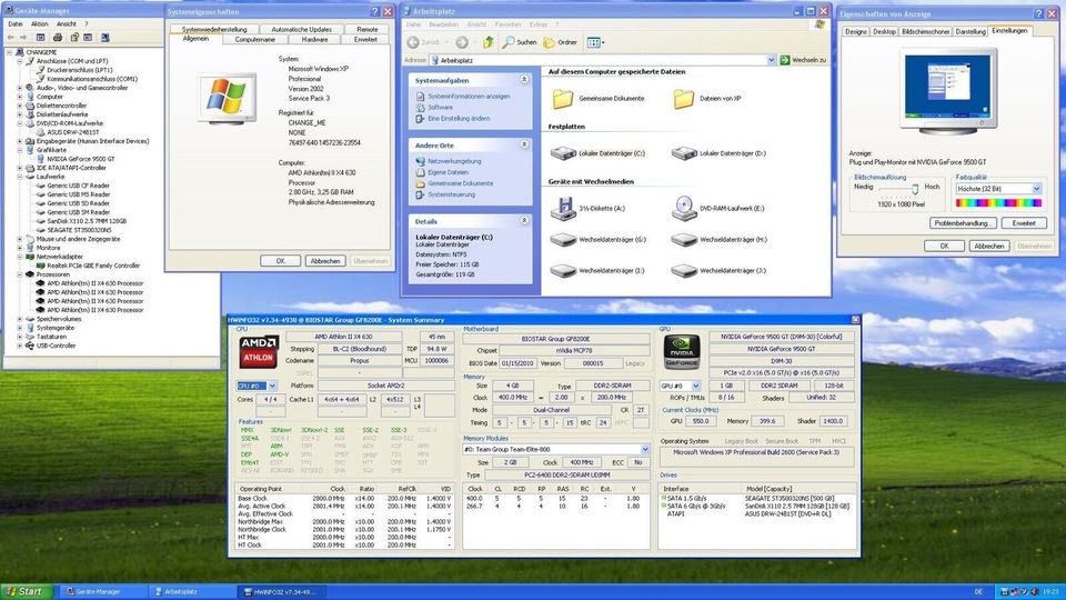 Windows XP Gamer PC AMD Ahtlon II X4 630 4x2,8GHz 4GB 128GB SSD 5 in Fellbach