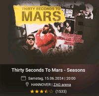 2 x Thirty Seconds to Mars Tickets - Hannover 15.06.2024 Baden-Württemberg - Börslingen Vorschau