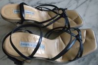 High Heels schwarz-beige Sandaletten aus Leder, Größe 36,5 Frankfurt am Main - Nordend Vorschau