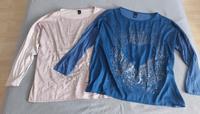 2 Shirts mit silbernen Herzmotivdruck  Gr. 48 in blau und beige Bayern - Bamberg Vorschau