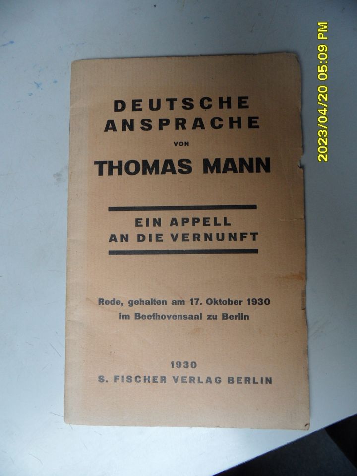 Deutsche Ansprache von Thomas Mann in Kleve