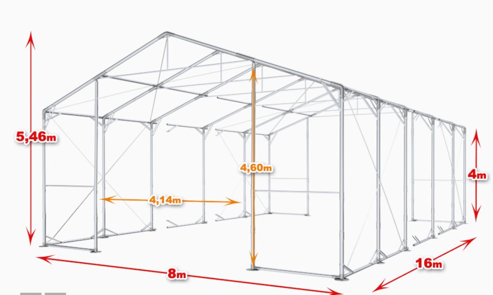 Ganzjähriges Lagerzelt 8x16x4 Carport Lagerhalle extra stark in Görlitz