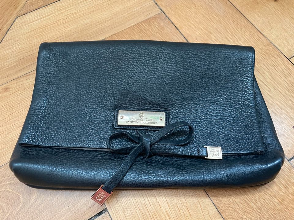 MASSIMO DUTTI Clutch Leder, schwarz/ gold in München