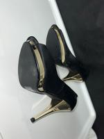 Edle schwarz goldene Peeptoe Heels in Größe 37 Baden-Württemberg - Markdorf Vorschau