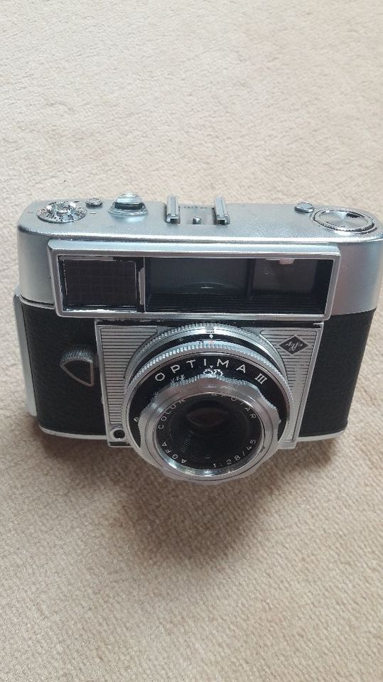 AGFA Optima III Kamera, 50er/60er Jahre mit Lederetui in Taunusstein