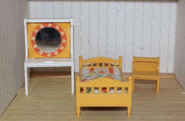 Lundby Puppenhaus, Bett mit Nachttisch und Frisiertisch, Vintage in Dinslaken