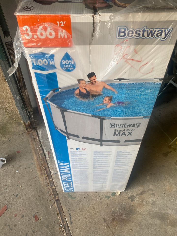 Bestway Stahlrahmen-Pool Set Steel Pro Max Frame Ø 366 x 100 cm in Oestrich-Winkel