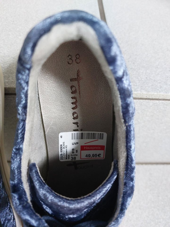 Tamaris Damen Schuhe Gr. 38 blau Sneaker Halbschuhe Schnürer in Saarlouis